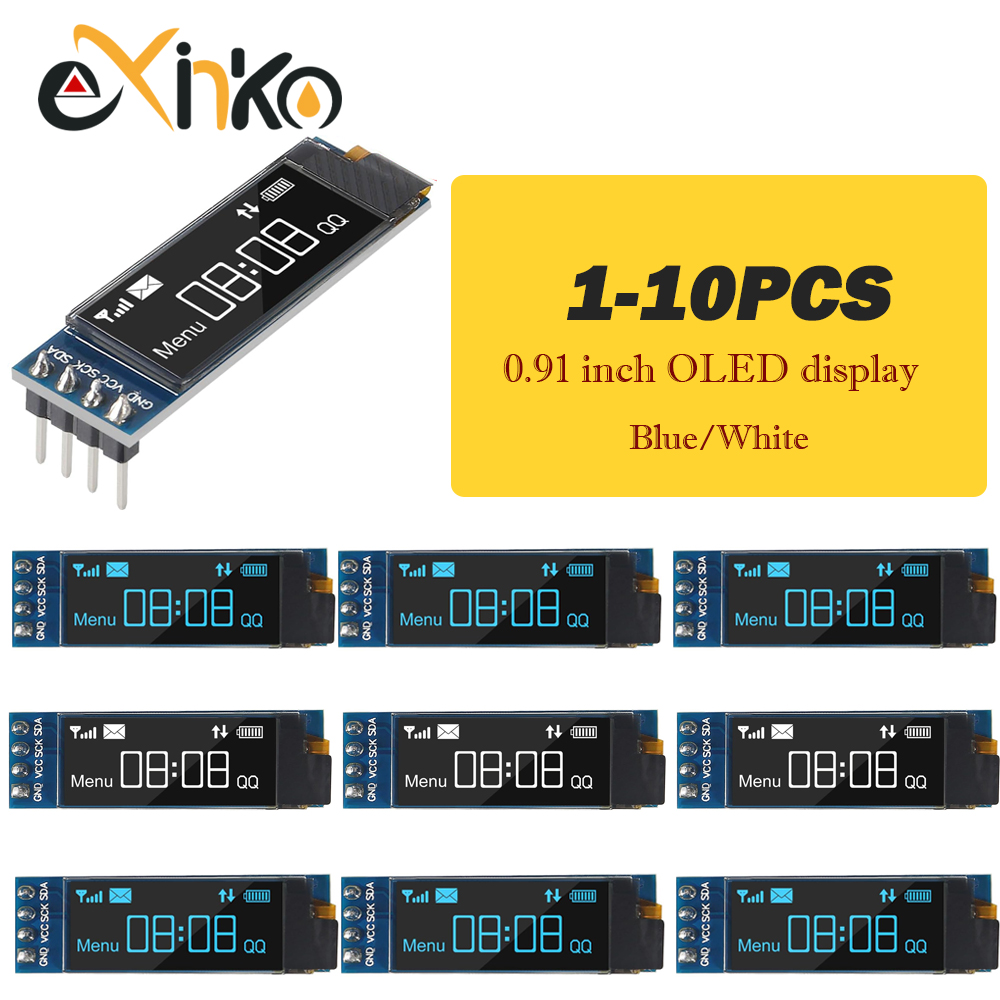 I2C Lcd Display - 1-10 Stück 0,91 Zoll OLED-Display-Modul Weiß/Blau