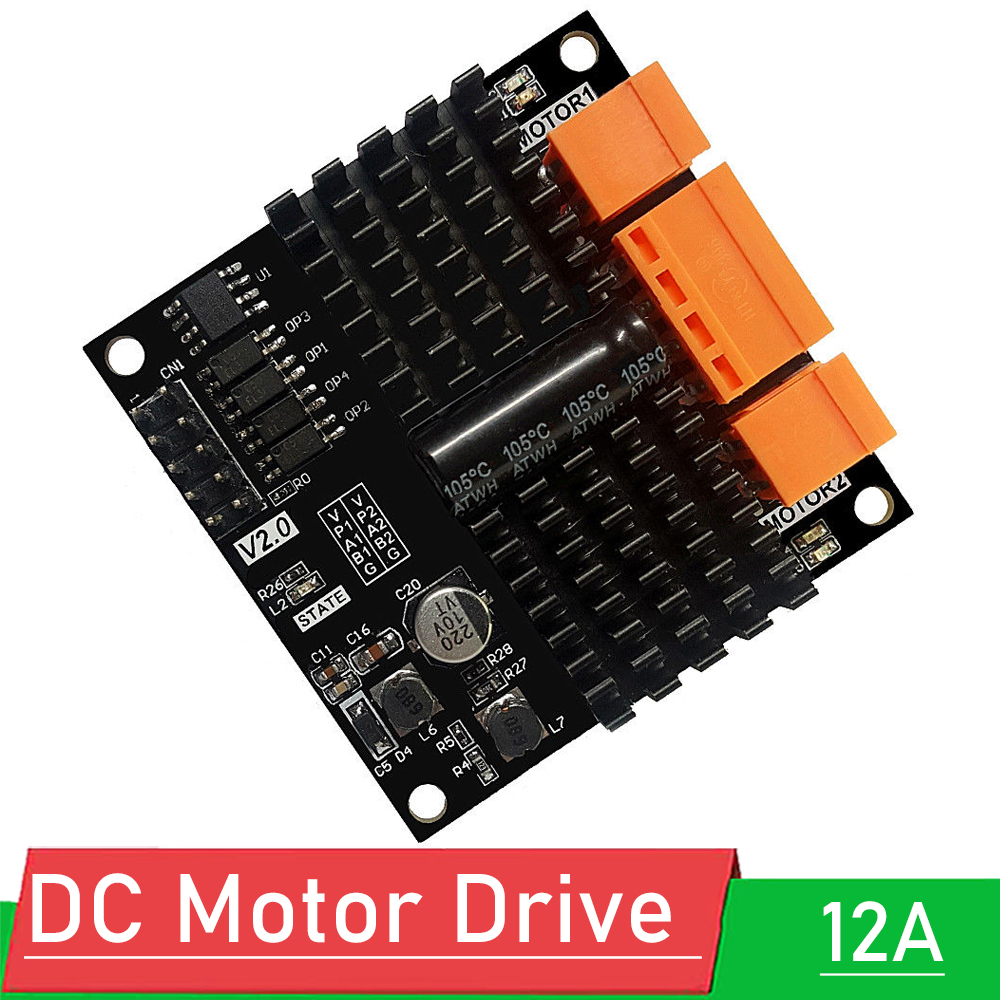 L298N Motor Driver - 12V 24V 12A Zweikanal-DC-Bürstenmotor-Antriebsmodul H-Brücke PWM